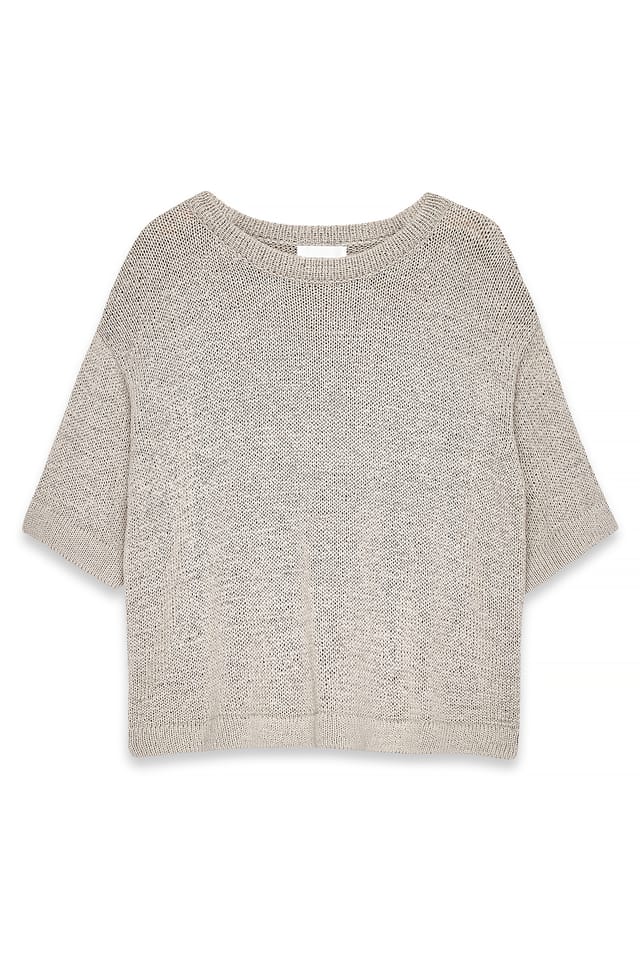 Beige Strikket kortærmet sweater