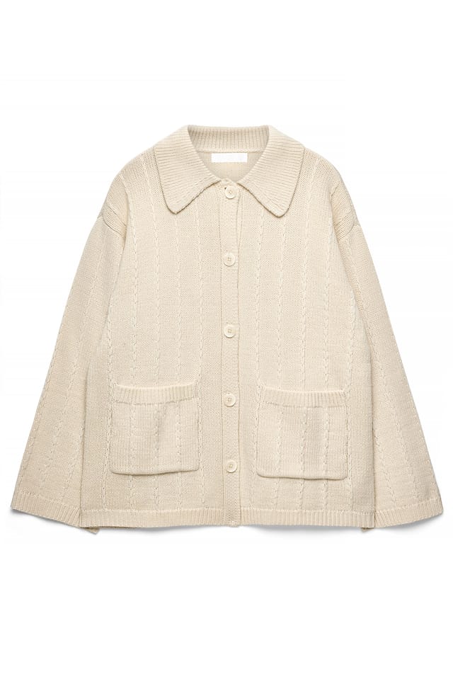 Cream Strickcardigan mit Streifendetail