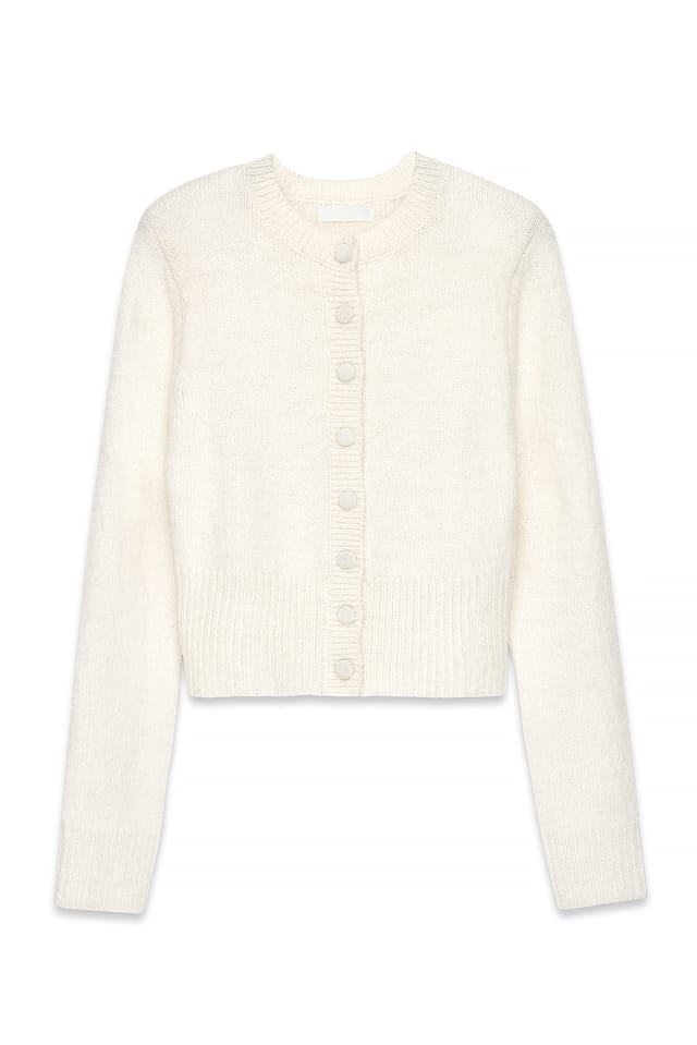Offwhite Strick-Cardigan aus Wollmischung