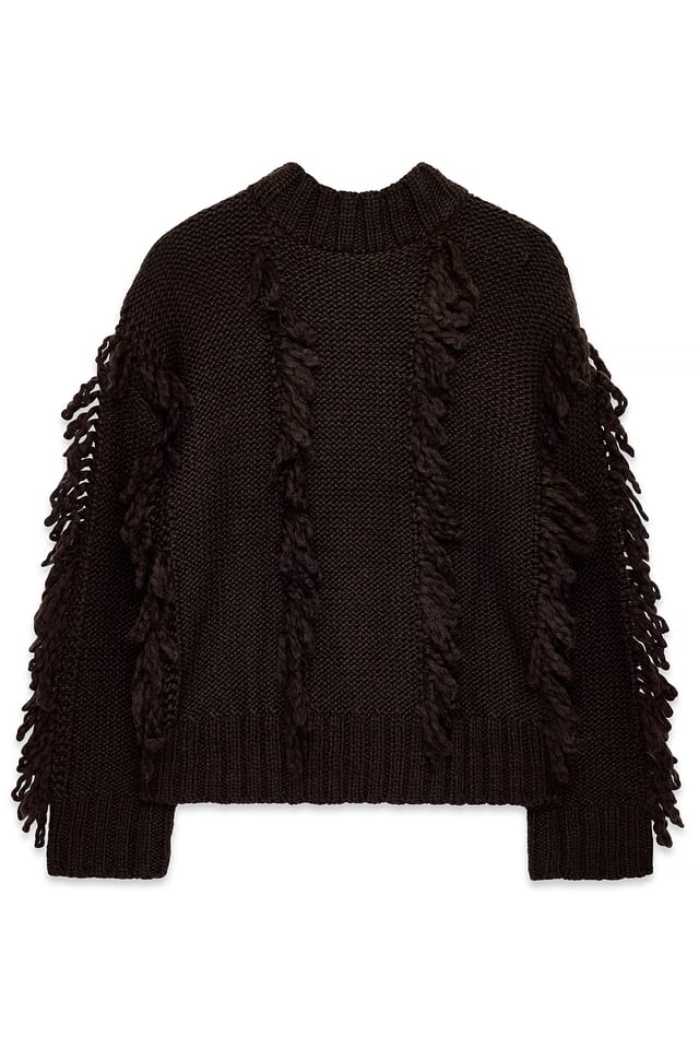 Brown Knitted Wool Blend Loop Sweater