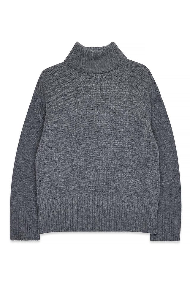Dark Grey Strickpullover aus Wolle mit Rollkragen