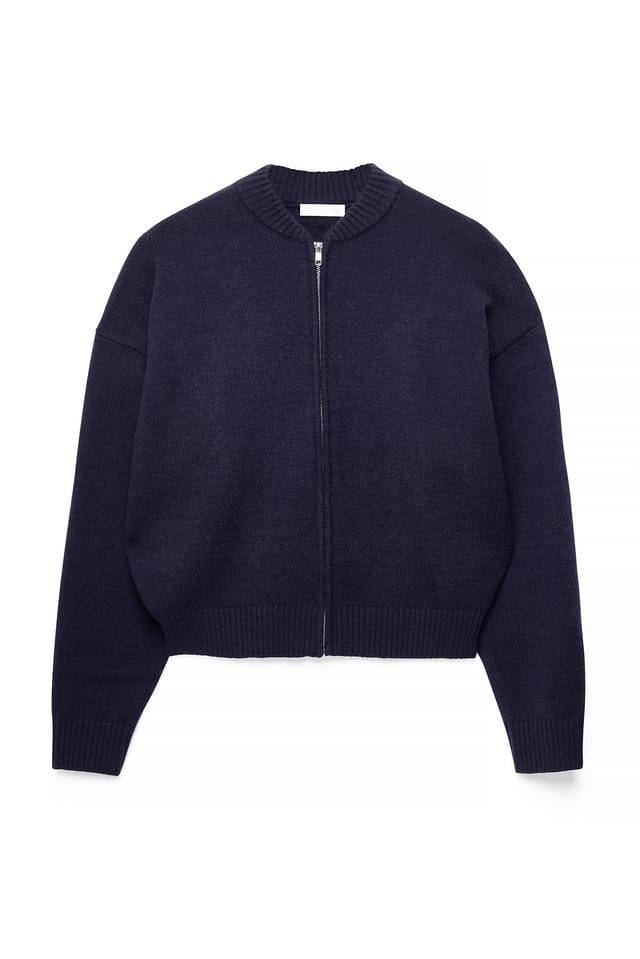 Navy Pull en maille avec détail zippé
