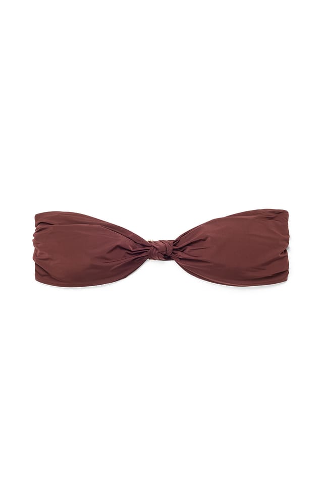 Brown Bandeau-bikinitopp med knytning fram