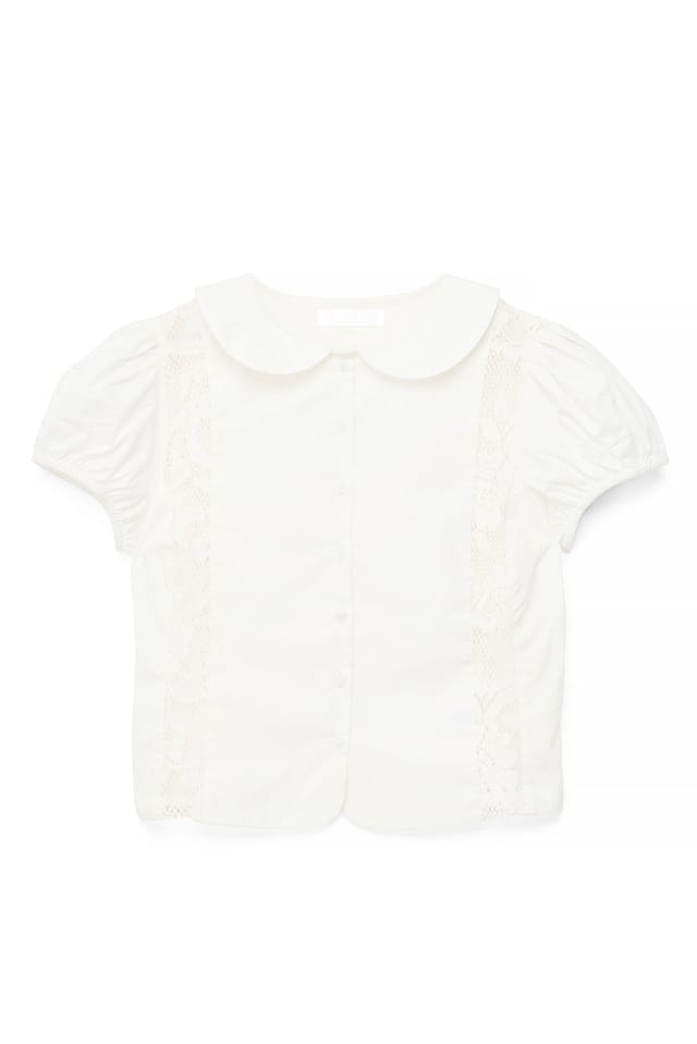 Offwhite Bluse med blondedetalje