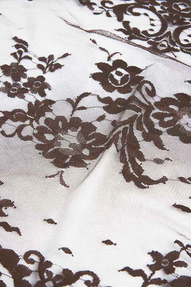 Dark Brown Foulard en dentelle