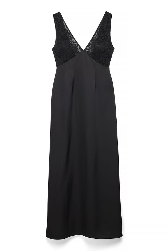 Black Maxikleid mit Spitzendetail