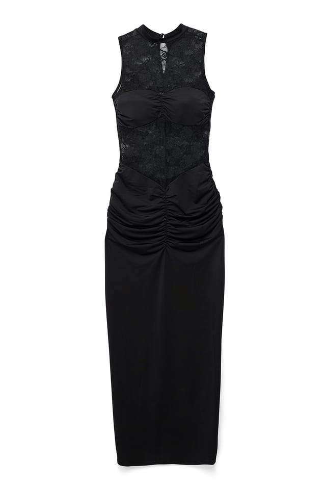 Black Lace Detail Maxi Dress