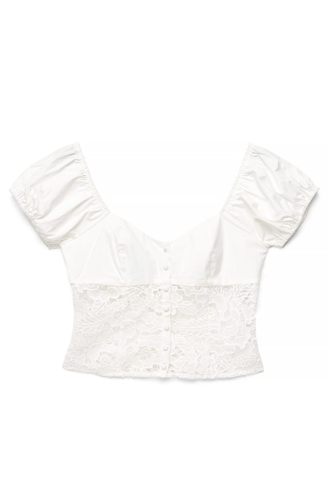 White Haut à détails en dentelle