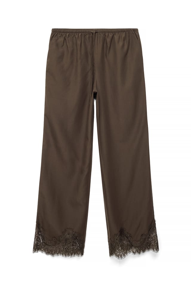 Dark Brown Pantalon en dentelle