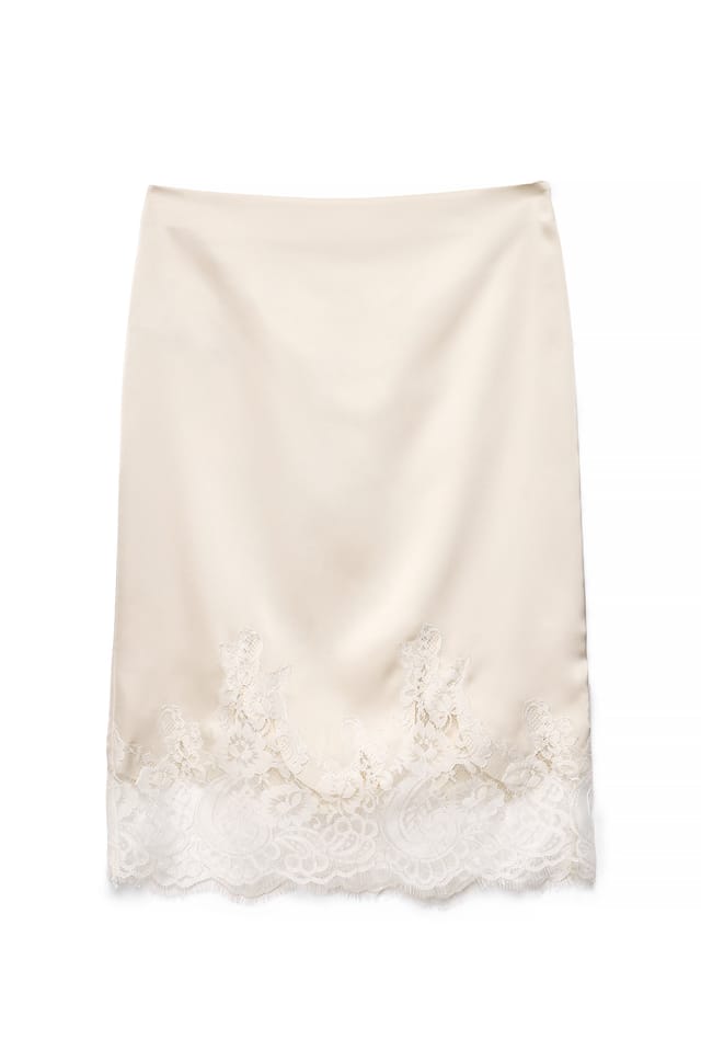 Champagne Lace Midi Skirt