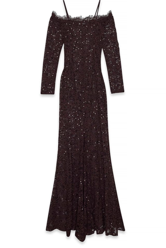 Dark Plum Maxiklänning med spets