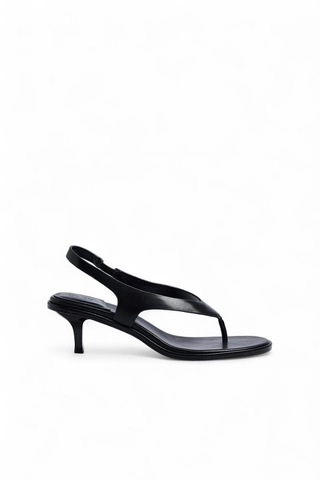 Black Leather Slingback Heels