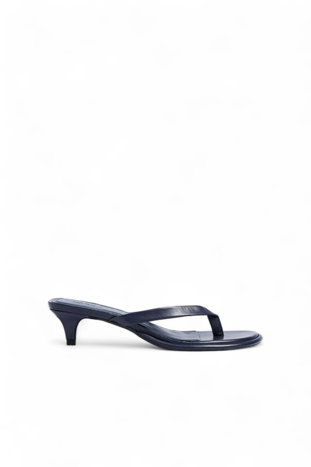 Navy Leather Flip Flop Heels