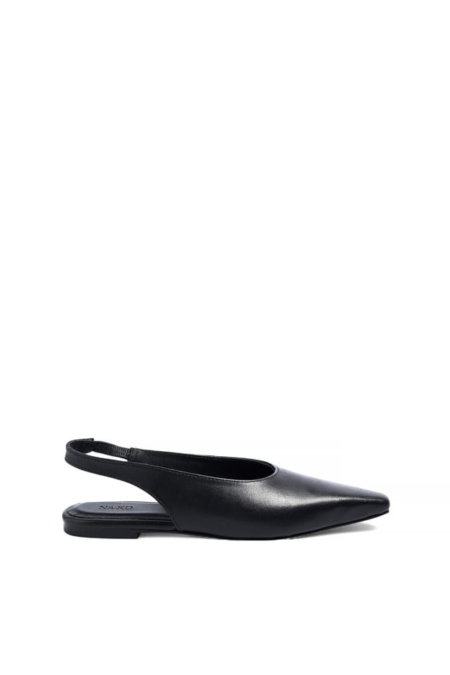 Black Läderballerinas med slingback