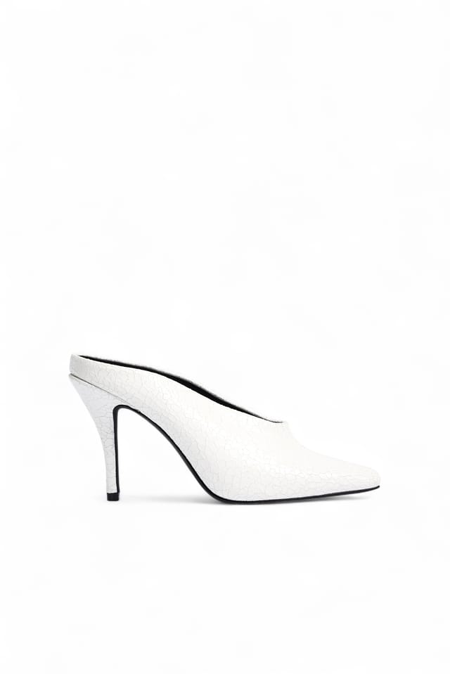 White Mules i läder med fyrkantig tå