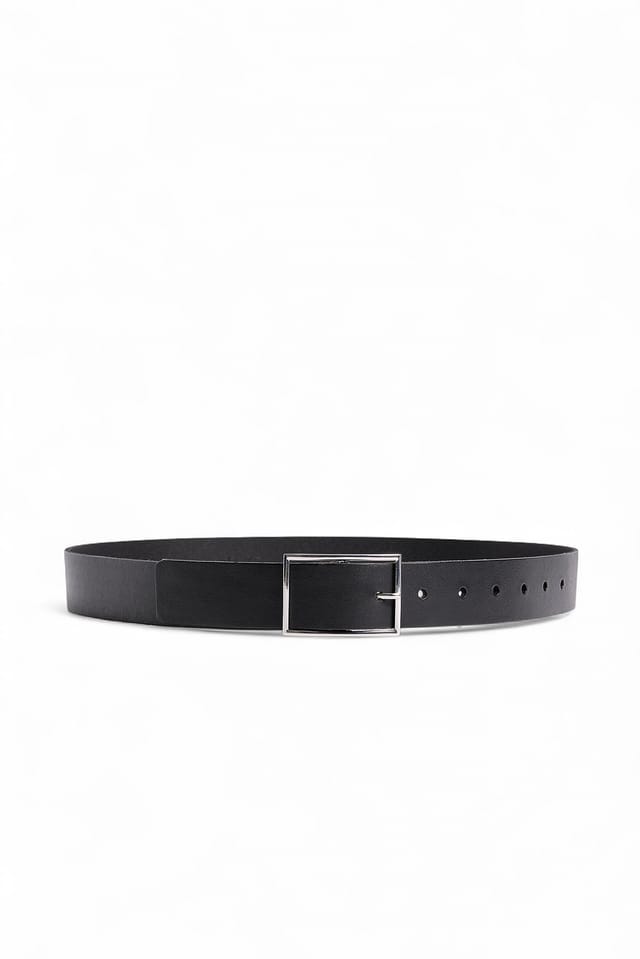 Black Ceinture en cuir à boucle carrée