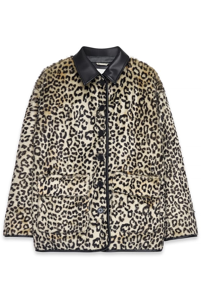 Animal Print Kort jakke i kunstig pels med leo-tryk
