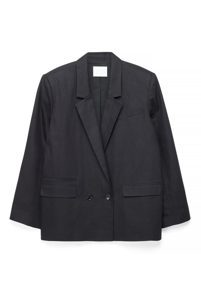 Black Oversized maxiblazer i linneblandning