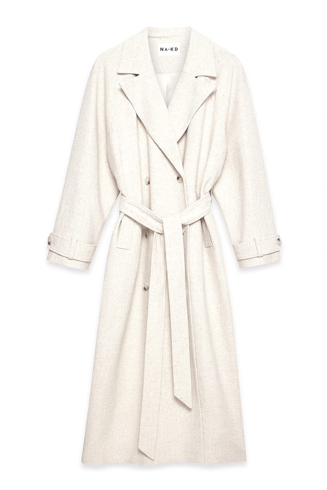 Light Beige Trenchcoat aus Leinenmischung