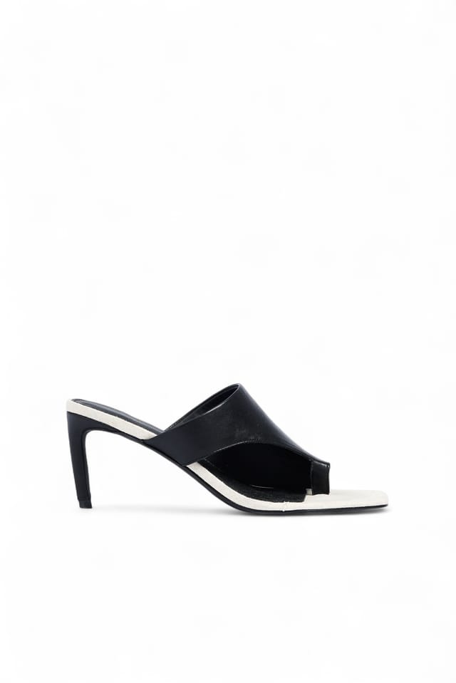 Black/Off White Linen Contrast Heels