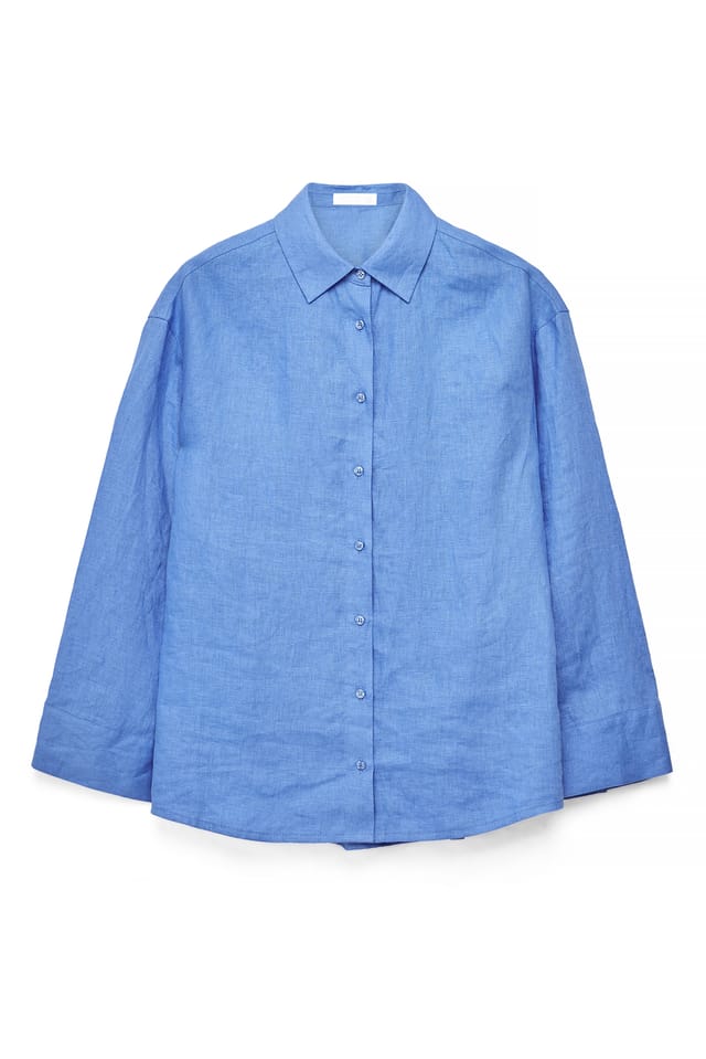 Blue weite Leinenbluse