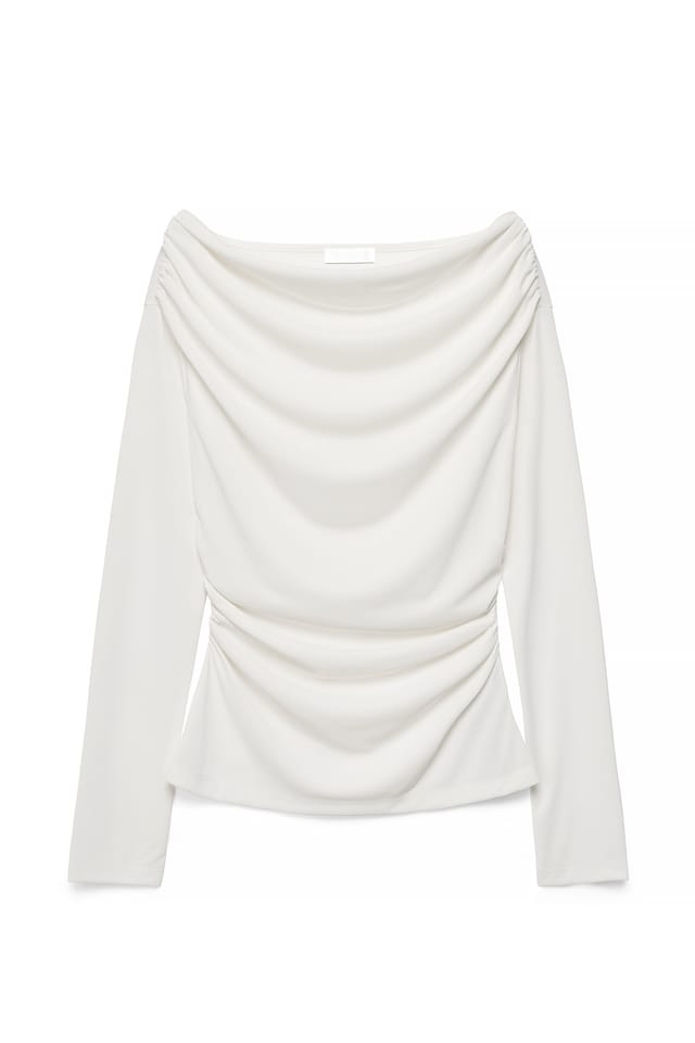 Offwhite Langærmet top i jersey med drapering
