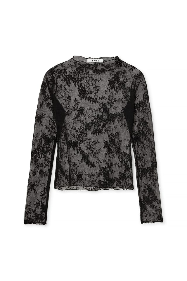 Black Long Sleeve Lace Top