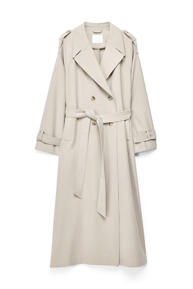 Beige Langer Trenchcoat