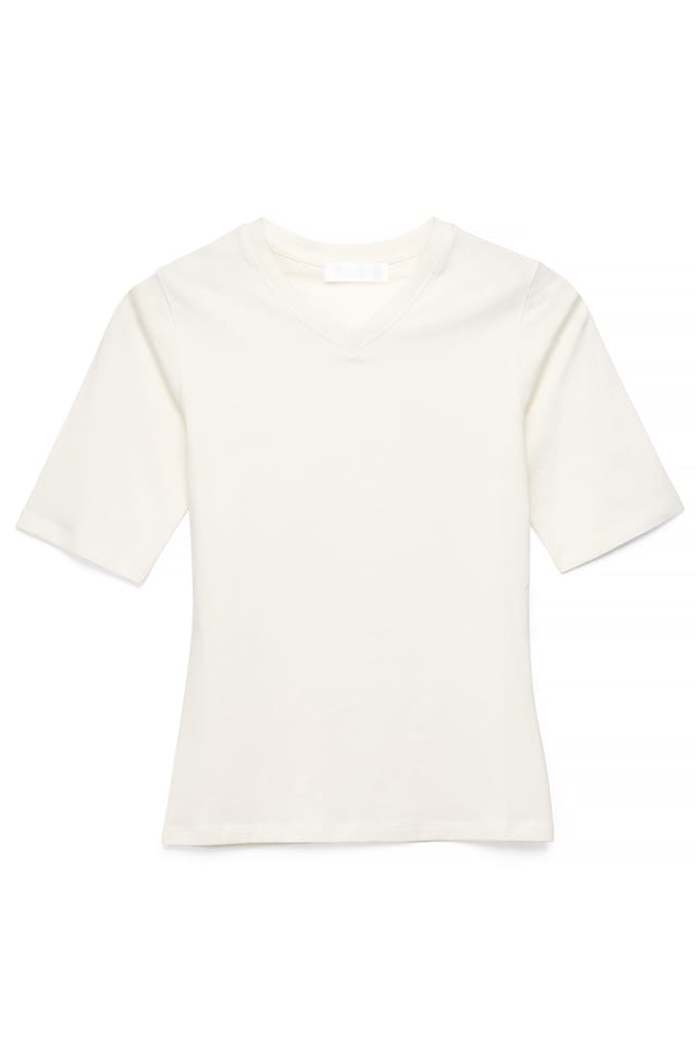 Offwhite T-Shirt mit längeren Ärmeln