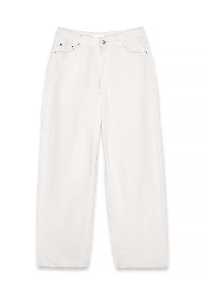 White Lösa långa jeans med låg midja