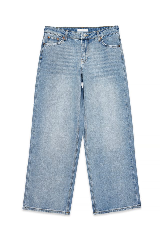 Blue Loose Low Waist Long Jeans