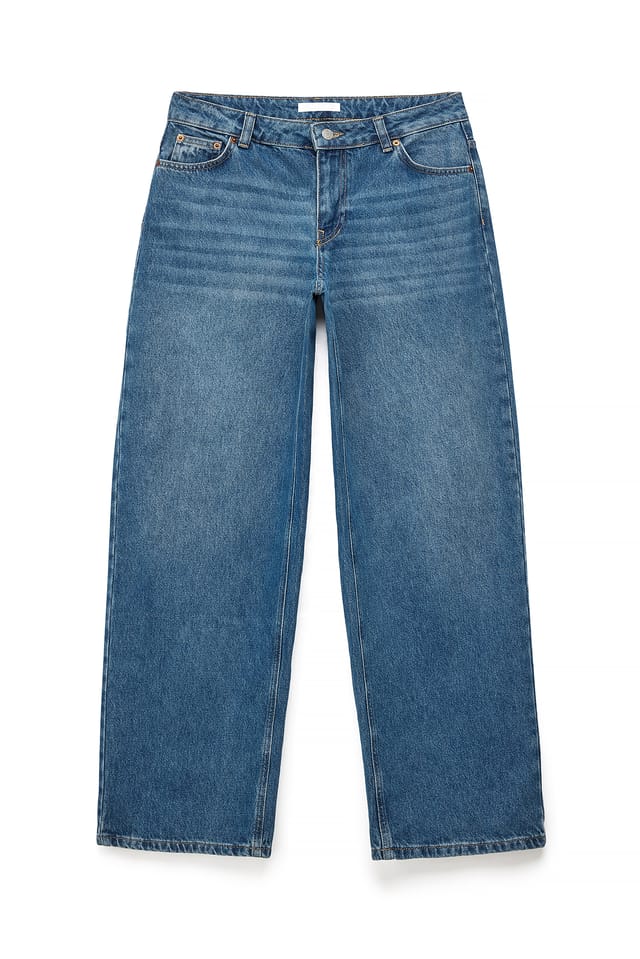 Blue Wash Loose Low Waist Long Jeans