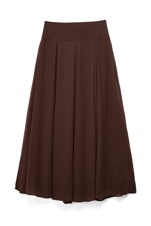 Dark Brown Low Waist Chiffon Maxi Skirt