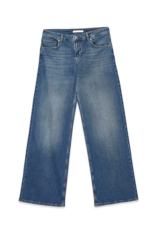 Mid Blue Low Waist Wide Leg Denim