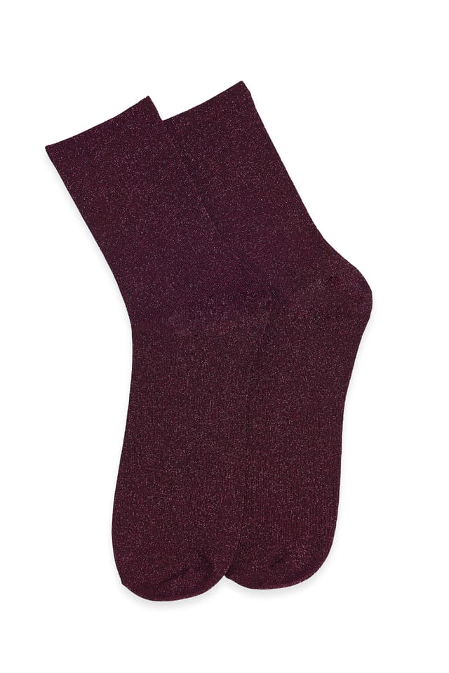 Wine Red Lurex Socks
