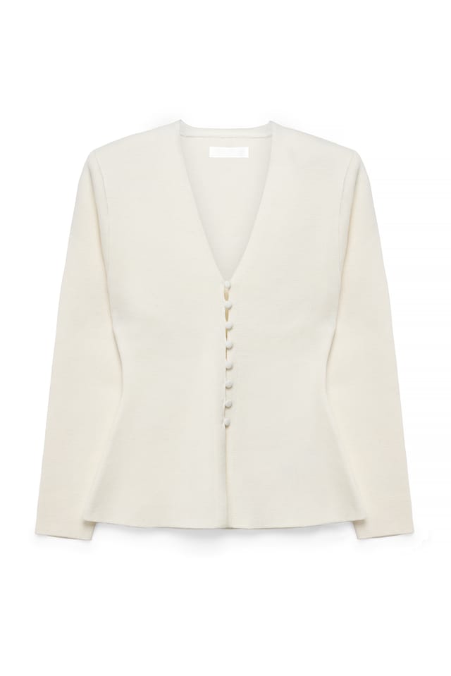 Offwhite Cardigan en maille à épaules marquées