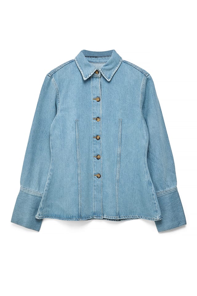 Light Blue Marked Waist Denim Shirt