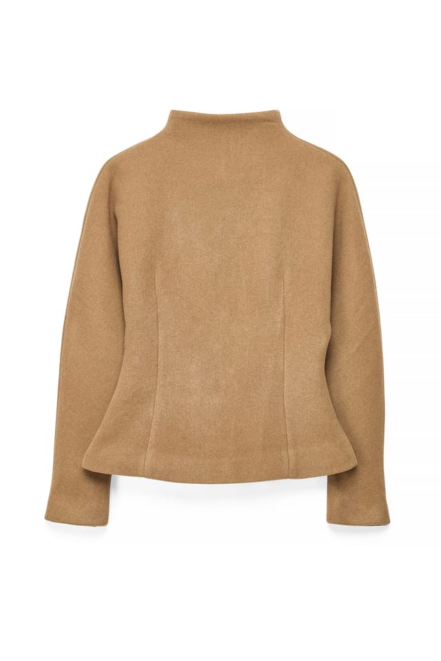 Brown Marked Waist Sculptural Top