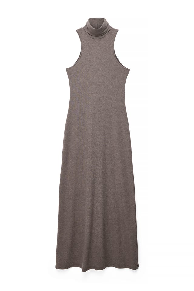 Brown Maxi Sleeveless Polo Dress