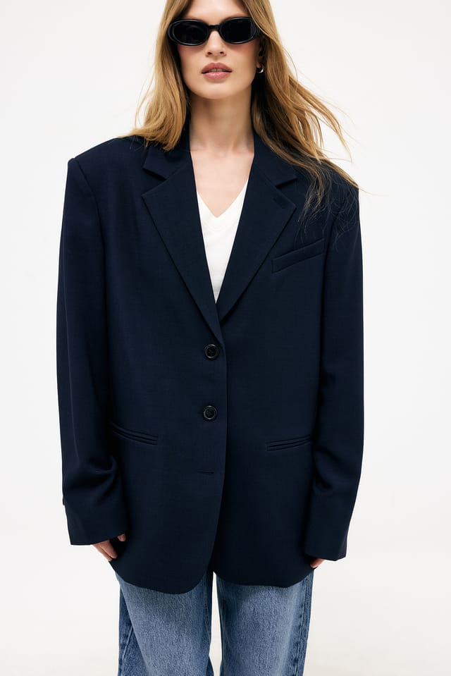 Navy Maxi-Oversize-Blazer