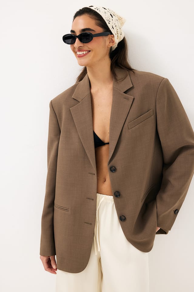 Dark Beige Oversized maxiblazer