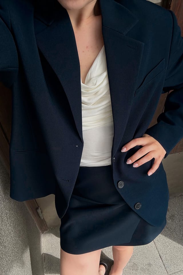 Navy Oversized maxiblazer