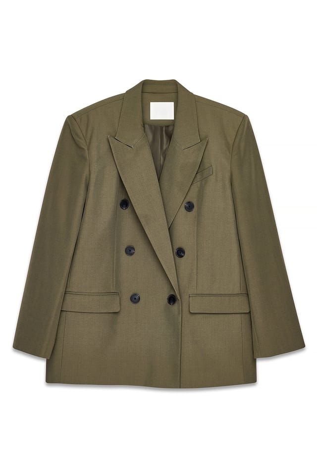 Dark Olive Blazer long oversize à double boutonnage