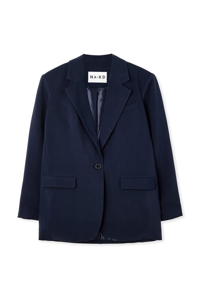 Dark Navy Oversized One Button Blazer