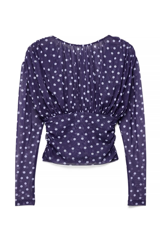 Blue Mesh-Top mit markierter Taille