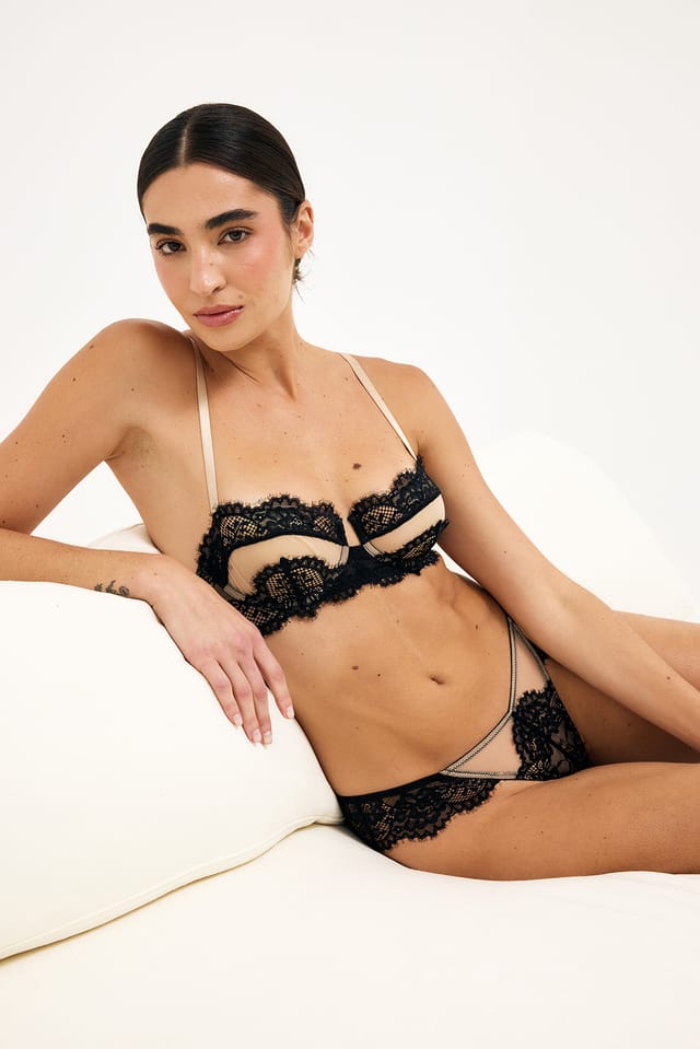 Beige Mesh Balconette Bh