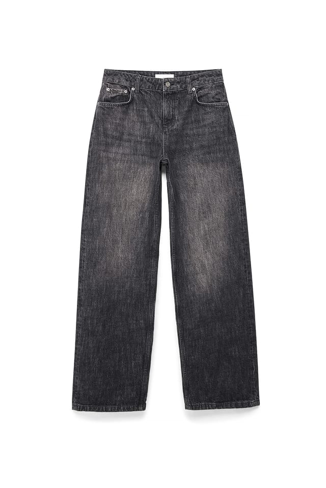 Grey Baggyjeans med mellanhög midja