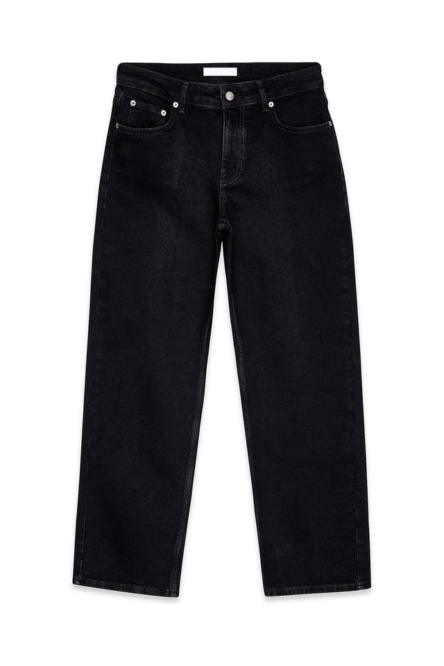 Black Ankellånga jeans med mellanhög midja