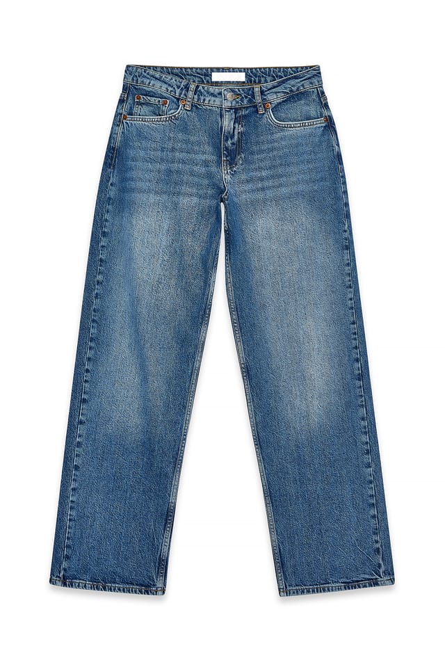 Mid Blue Ankle-Jeans mit mittlerer Taille