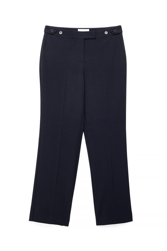 Navy Mid Waist Ankle Anzughose